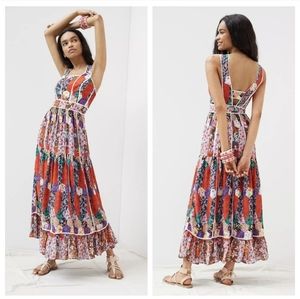 Anthropologie Bhanuni by Jyoti Anthropologie Square Neck Floral Patchwork Dress